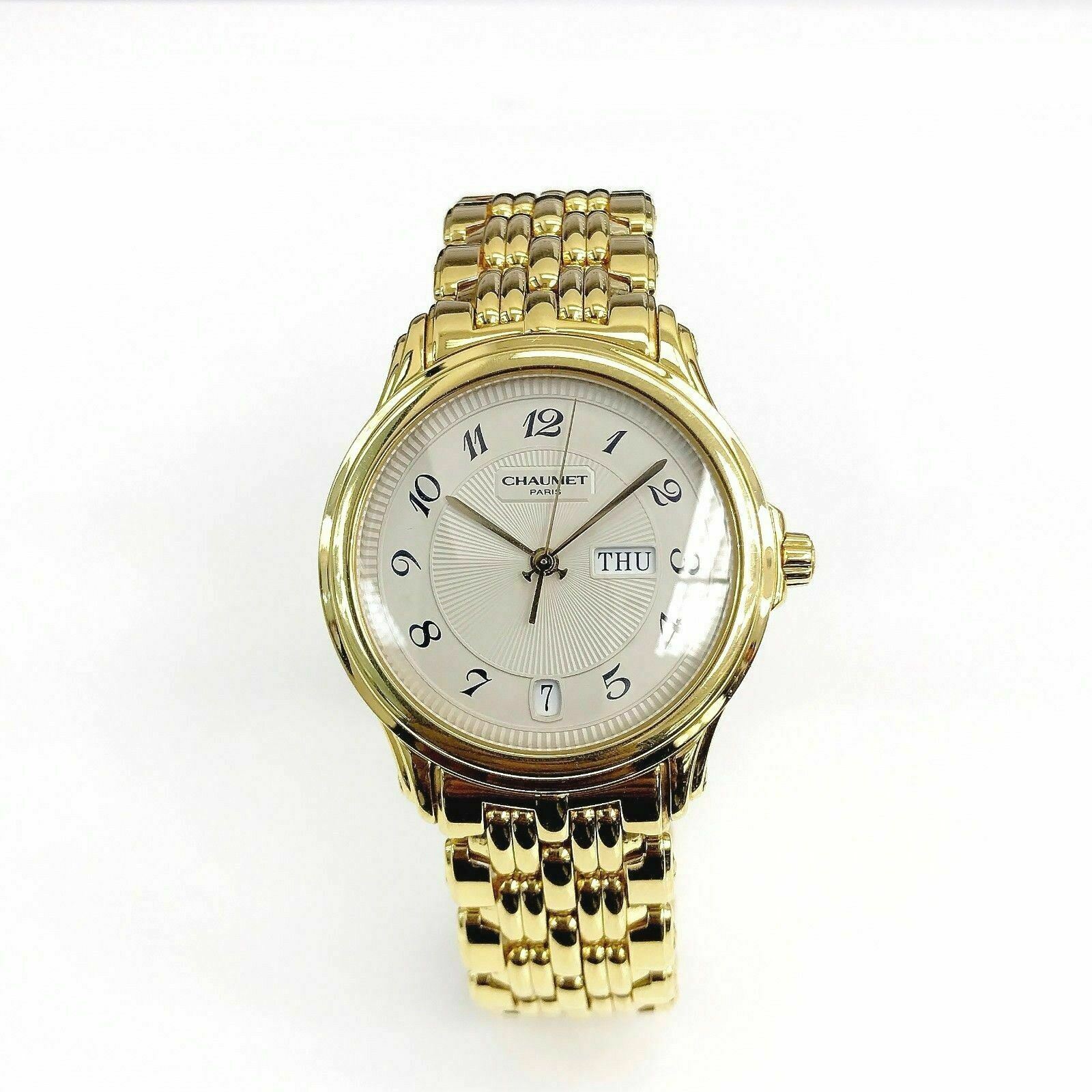 Chaumet Paris Solid 18 Karat Yellow Gold Watch 5.13 Ounces 36 MM Quartz Mint