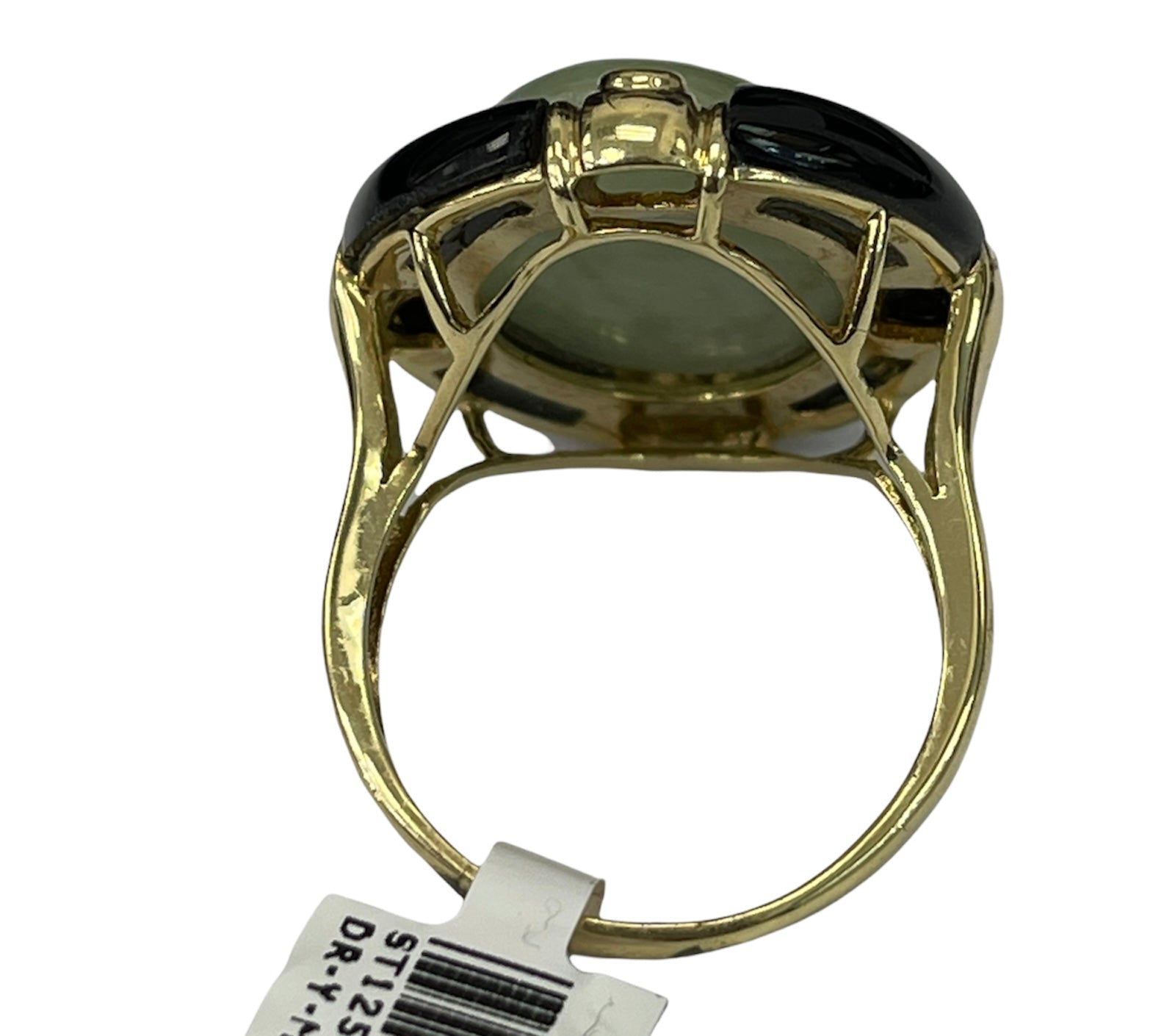 Jade Diamond Ring with Enamel Accents Yellow Gold
