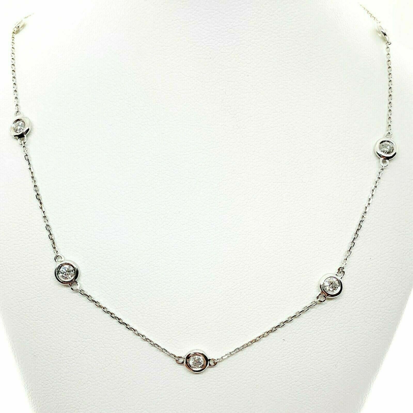 1.40 Carats t.w. Hand Assembled Diamond by The Yard Necklace Chain 14K Gold