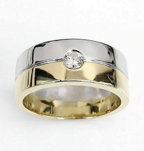 Custom Made Mens Wedding Band 14K White/Yellow Gold 0.16 Carat Diamond Brand New