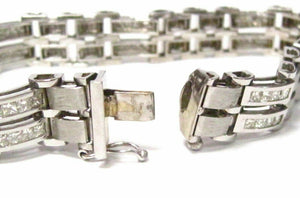 Fine 5.40 TCW Double Row Men's Round Brilliant Diamond Bracelet H VS2 14k