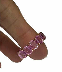 Natural Pink Sapphire Oval Shape Eternity Gem Ring Size 7