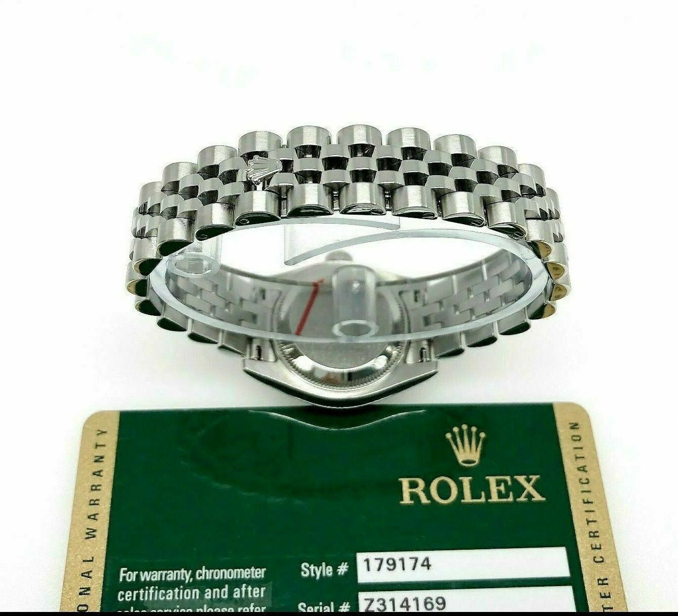 Rolex 26MM Lady Datejust 18 Karat White Gold Steel Watch Ref # 179174 w Card