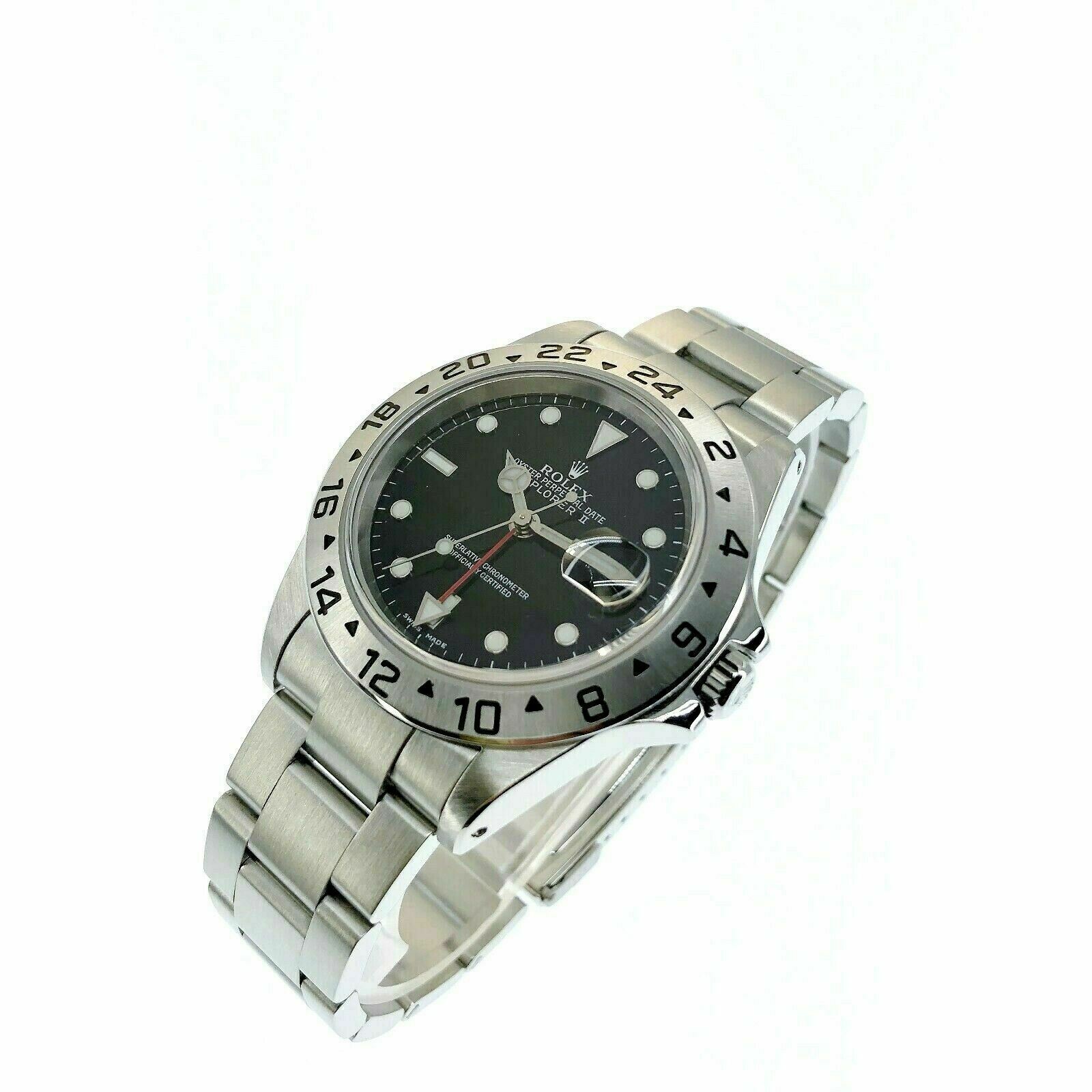 Rolex 40MM Black Explorer II Stainless Steel Watch Ref # 16570 K Serial 2001