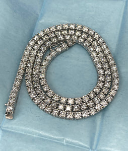 Tennis Diamond Necklace Chain Round Brilliants 22.46 Carats White Gold