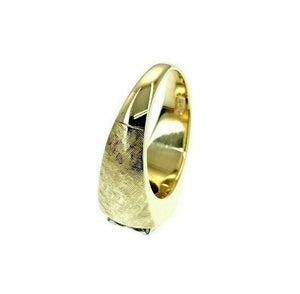 0.67 Carat Mens Round Diamond Two Tone Florentine Finish Ring 14K Yellow Gold