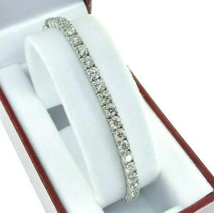 12.37 Carats t.w. Diamond Tennis Bracelet 14K White Gold G Color Round Diamonds