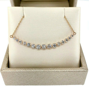 1.28 Carats Happy Wife Happy Life Round Diamond Necklace w 18K Gold w 18K Chain