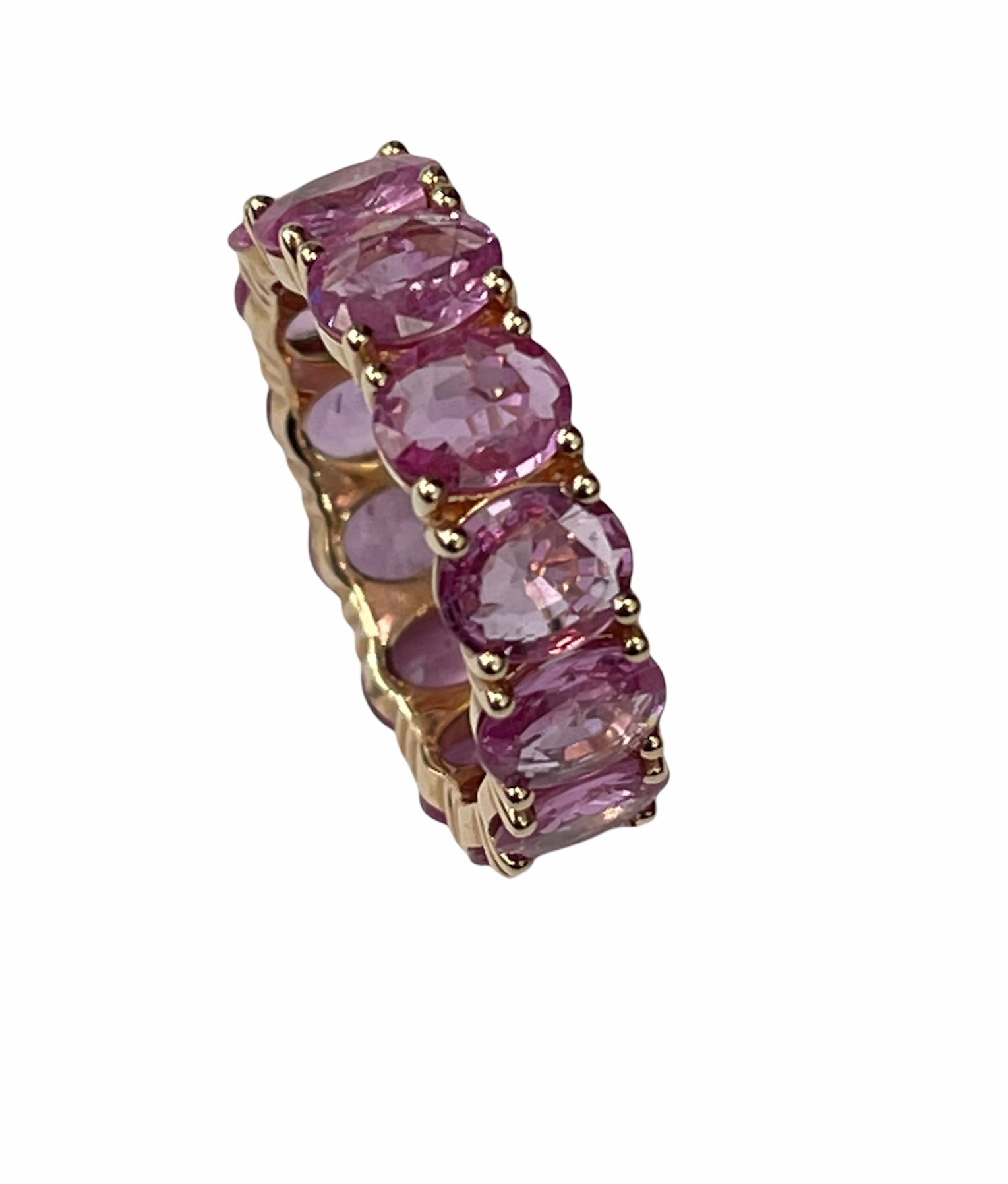 Natural Pink Sapphire Oval Shape Eternity Gem Ring Size 6