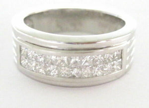 Fine18mm Wide .90TCW Princess Cut Diamond Ring/Band G-H VS2 Size 7 14k W/G