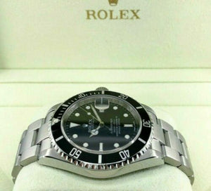 Rolex Black Submariner Date Stainless Steel Watch Ref 16610 M Engraved Serial