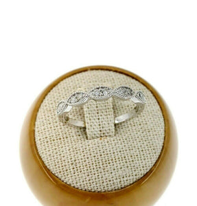 0.22 Carat t.w. Round Diamond Marquise Shaped Stack Ring/Wedding Band 14K Gold