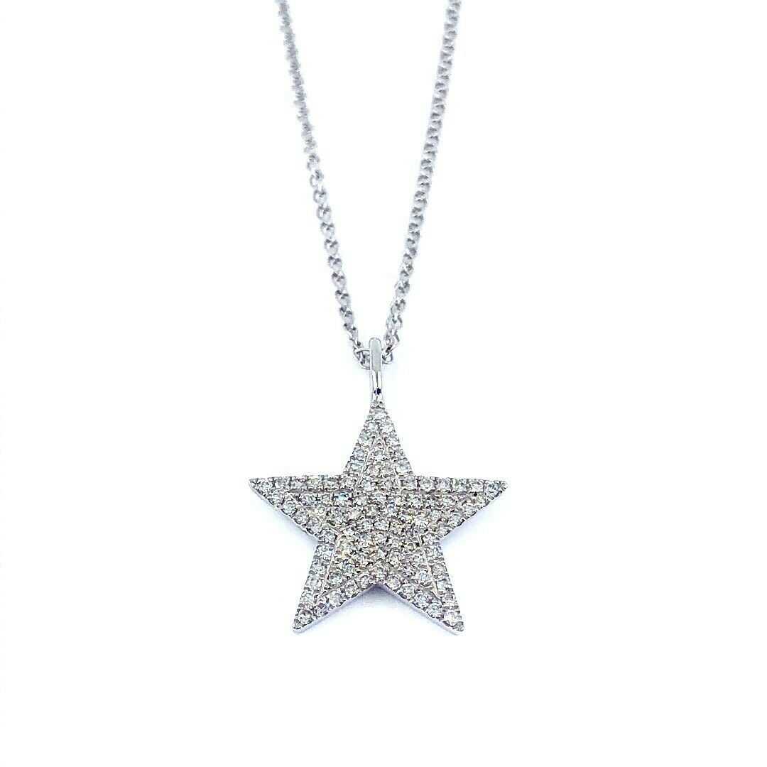 0.28 CARATS STAR SHAPED DIAMOND STAR PENDANT SET IN 14K SOLID WHITE GOLD