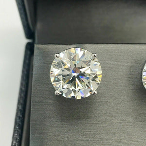 12.02 Cttw. GIA J SI1 Perfectly Matched Pair Stud Earrings On Platinum IDEAL CUT