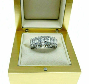 3.95 Carats Diamond Eternity Anniversary Ring 18K White Gold H VS Diamonds
