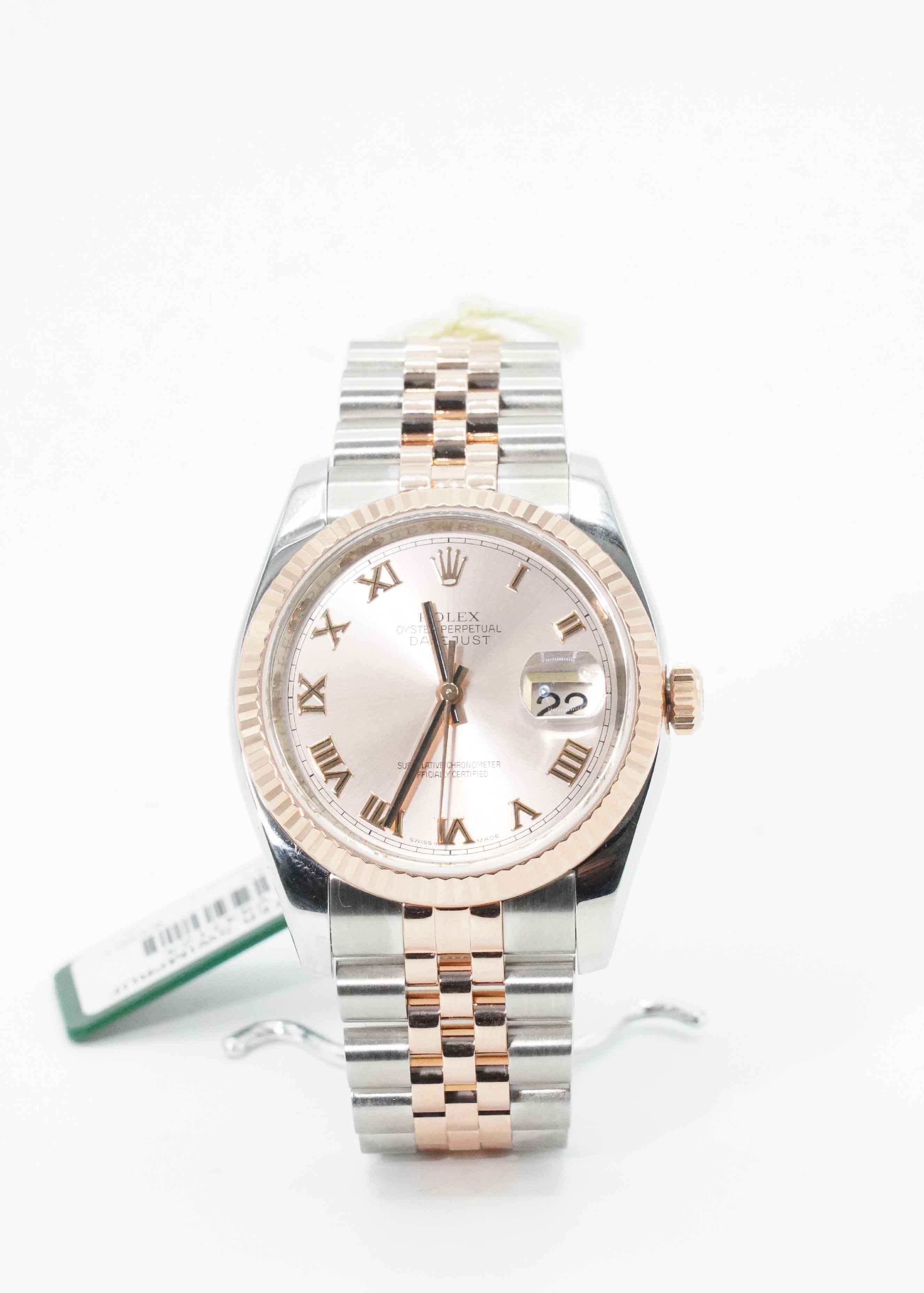 Rolex 36MM Date Just Rose Gold Two Tone 116231 2008 *Without Holes*