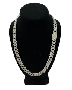 Cuban Link Diamond Necklace Chain 11mm White Gold 14kt