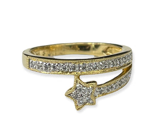 Round Brilliants Rising Star Diamond Ring Yellow Gold 14kt