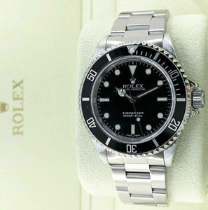 Rolex Black 4 Line No Date Submariner Stainless Steel Watch Ref 14060M K Serial