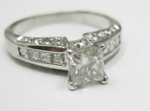 1.56 TCW Princess Cut Diamond Engagement Ring Size 6 H-I SI-2 14k White Gold