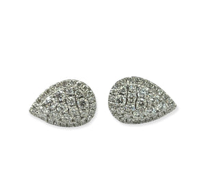 Round Brilliants Pear Cluster Diamond Earrings WG 18kt