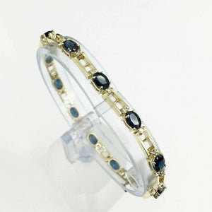 8.42 Caratst.w. Diamond and Sapphire Custom Made Tennis Bracelet 14K Gold 12 Gr