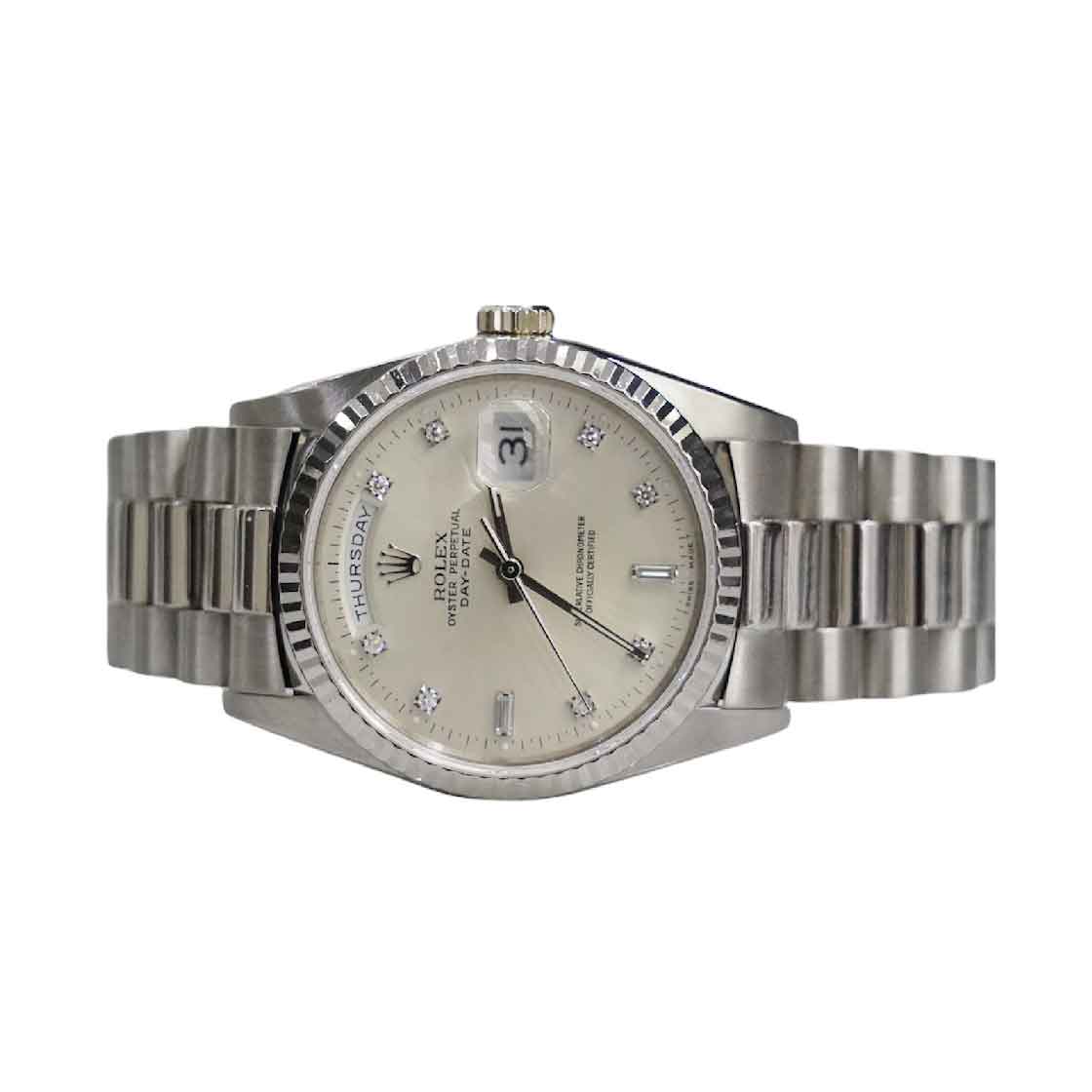 Rolex Day Date 36mm Watch 18239 Factory Diamond Dial 18k White Gold