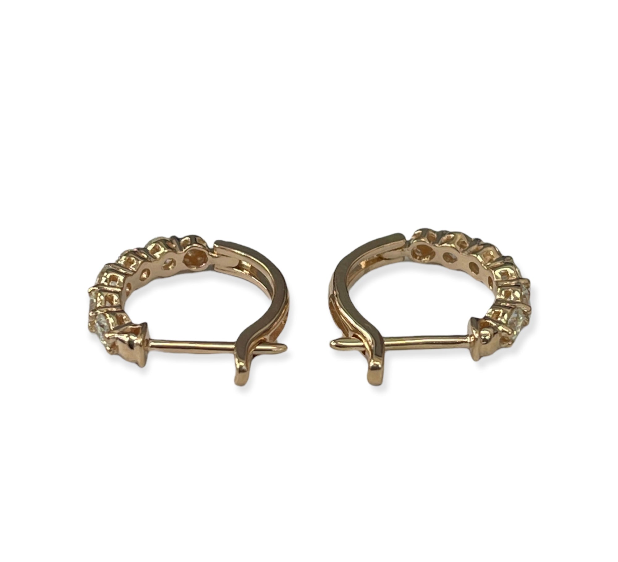 Round Brilliants Huggie Hoop Diamond Earrings rose Gold 14kt