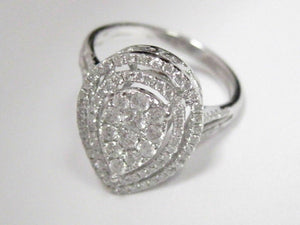 .99 TCW Round Diamonds Pear Shape Cocktail Ring Size 7 G SI-1 14k White Gold