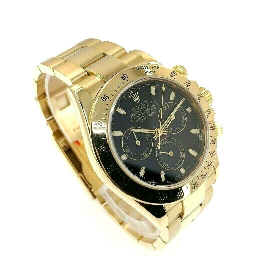 Rolex Cosmograph Daytona 40mm 18K Yellow Gold Watch Ref 116528 Y Serial 2002