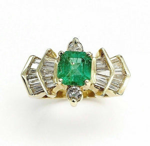 2.34 Carats t.w. Diamond and Emerald Ring Emerald is 1.25 Carats May Birthstone