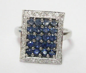 2.0 TCW Natural Blue Sapphire & Diamond Accents Ring Size 5 14k White Gold