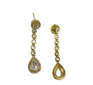 Pear Diamond Drop Dangling Earrings White Gold 14kt