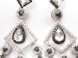 7.96 TCW Pear White Topaz & Diamond Chandelier Earrings G-H VS2 18k White Gold