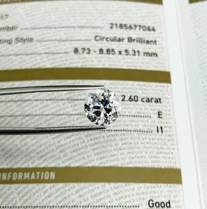 Loose GIA Diamond 2.60 Carats GIA Old European Cut Diamond GIA Certified E I1