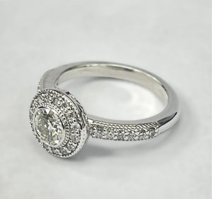 Round Brilliant Halo Diamond Engagement Ring White Gold