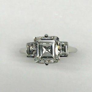 Huge Look D IF 2.84Ct Antique Step Cut GIA Diamond Art Deco PLAT Engagement Ring
