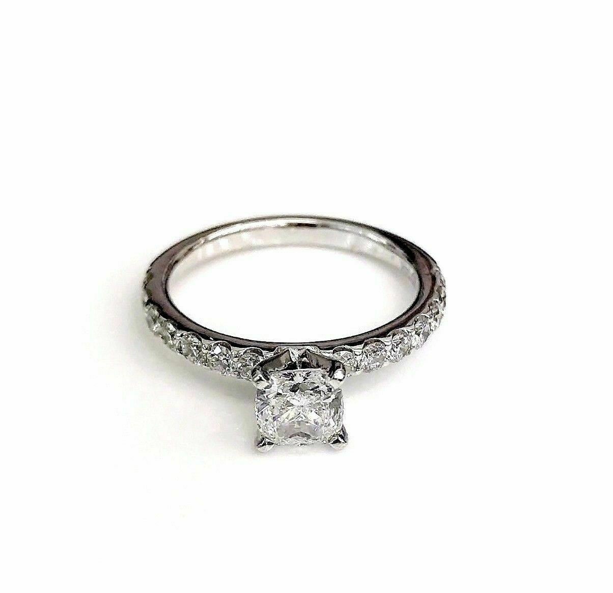1.29 Carats GIA Diamond Engagement Ring 0.75 D SI1 GIA Cushion Center Stone 14K