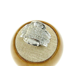 2.44 Carats t.w. Invisible Set Diamond Anniversary/Wedding Ring 18K White Gold