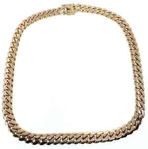 Men's Solid 14 Karat Rose Gold Cuban Link Necklace Chain 416 Grams - 14mm