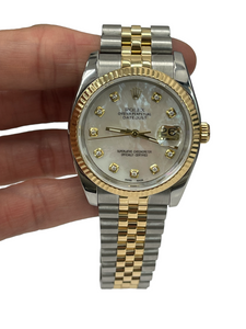 Rolex 36MM DateJust Yellow Gold Two Tone Reference 116233 Without Holes