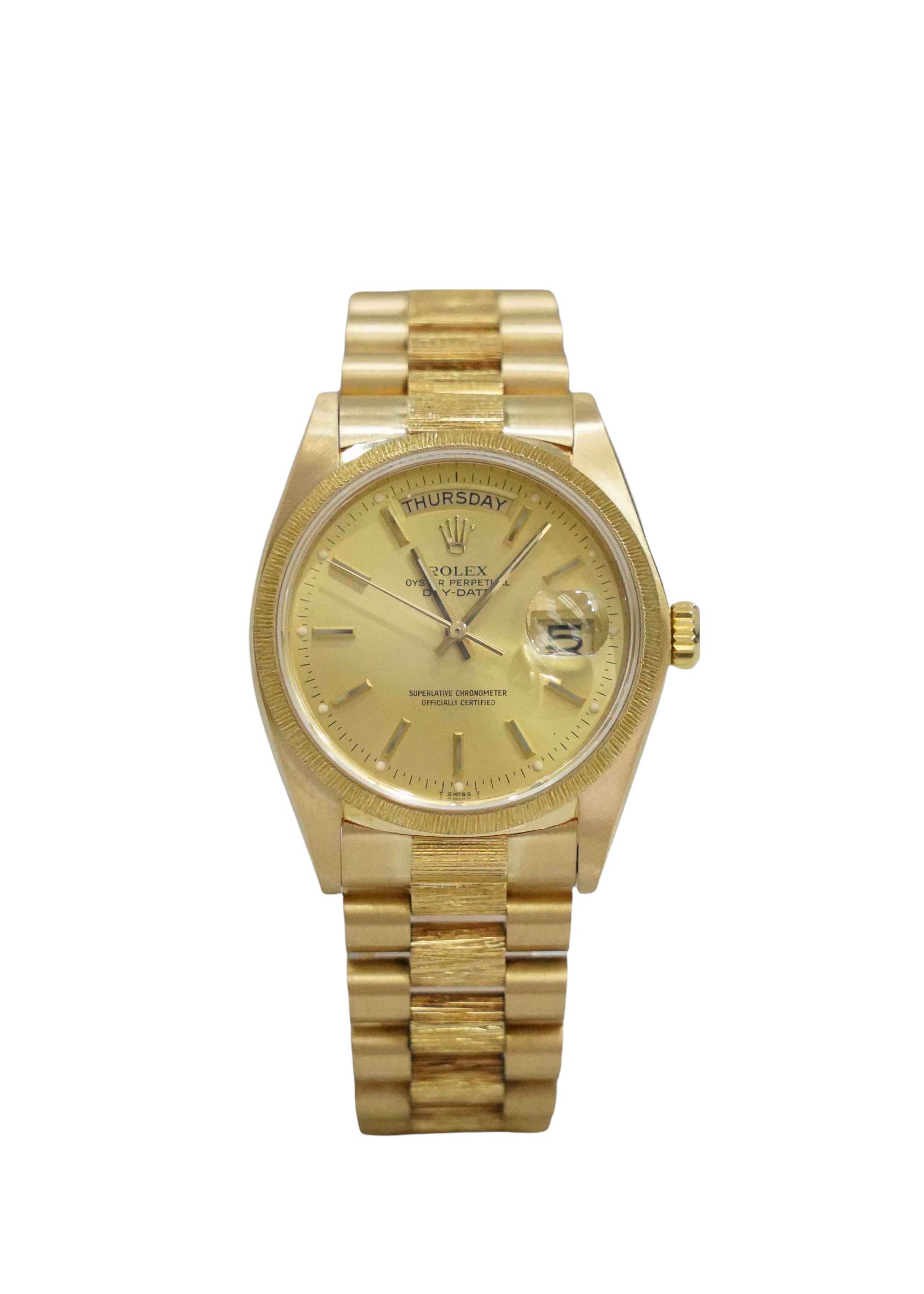 Rolex DayDate 36mm Watch 18078 Factory Champagne Dial (Bark)