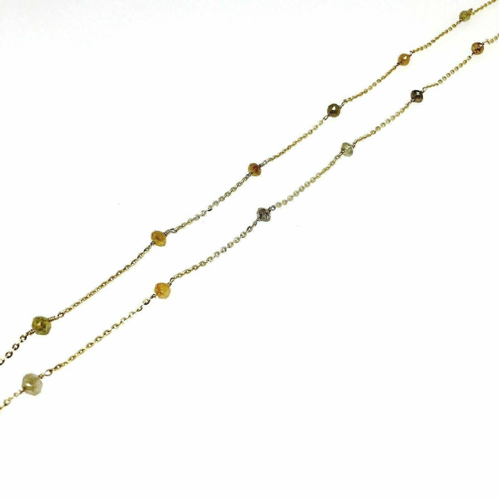 Hand Made 8.70 Carats Natural Rough Diamond By The Yard Necklace 14k Yellow Gold