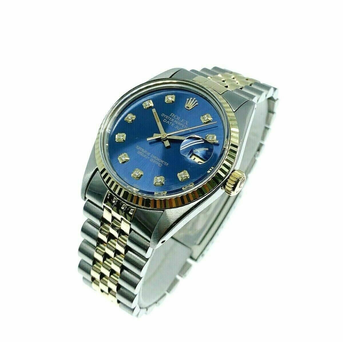 Rolex 36MM Datejust Diamond Watch 14K Yellow Gold Stainless Steel Ref 16013