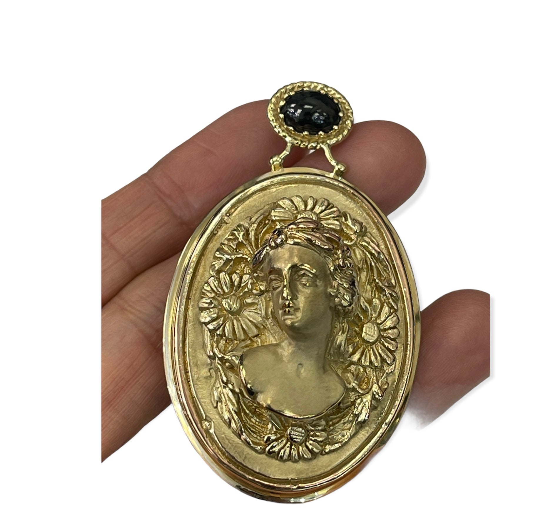 Madonna Yellow Gold Pendant With Enamel Accent 14kt ITALY Tagliamonte