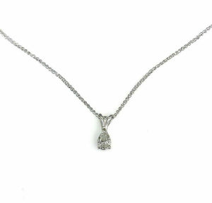 0.48 Carat Pear Diamond Solitaire Pendant with 14K White Gold Chain