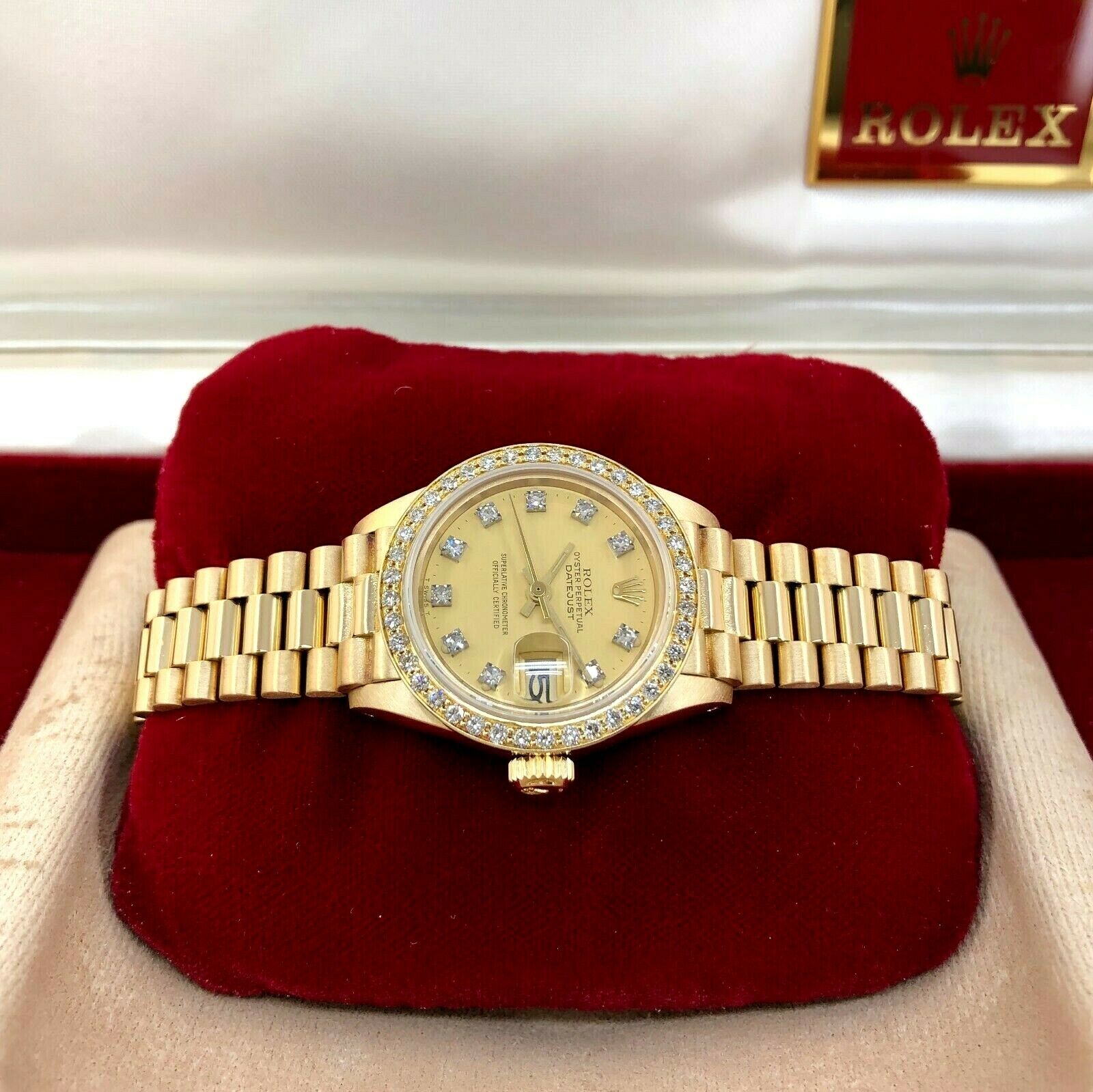 Rolex 6917 Ladies President 18k Mid size 26mm Diamond Bezel Diamond dial