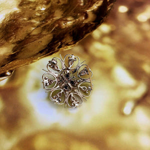Antique 1.77 Carats t.w. Diamond Opal Sapphire Brooch/Pin Old Mine Diamond 14K