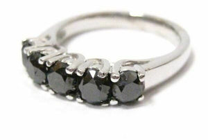 1.96 TCW 5 Stone Round Cut Black Diamond Anniversary Ring/Band Size 6.5 14k Gold