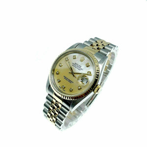 Rolex 36MM Datejust Diamond Watch 18K Yellow Gold Stainless Steel Ref 16233